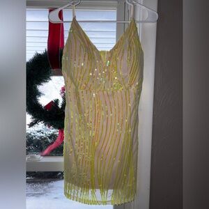 Emerald Sundae Yellow Sequin Dress